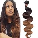 BLACKMOON HAIR Brazilian Virgin Ombre Hair Body Wave Hair Weave One Bundle Unprocessed Virgin Human Hair Extensions T1B/4/30(16 Inch)
