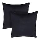 Amazon Brand - Umi Velvet Decorative Cushion Cover 24x24 Inch - Set of 2, Soft Solid Square Throw Pillow Covers for Sofa, Living Room or Home Decor - 60x60 cm Black