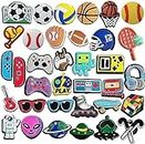 35 PCS Shoe Charms for Basketball Soccer Baseball Croc Charms, Video Game,Astronaut and Sports Croc Pins for Wristbands Shoes Charm Party Favor Accessories Gifts for Boys Teens