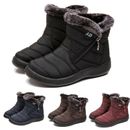 Mens Womens Fur Lined Snow Ankle Boots Ladies Winter Warm Waterproof Flat Shoes