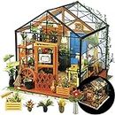 Rolife DIY Miniatures Dollhouse Kit, Miniature Greenhouse DIY Craft Kits for Adult to Build Tiny House Model with Lights and Removable Model Plants, Birthday Gift for Friends (Casey's Greenhouse)