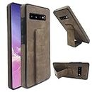 Compatible with Samsung Galaxy S10 Mobile Cover with Magnetic Kickstand Vertical Stand Holder Thin Slim TPU Full Body Cell Accessories Resistant Phone Cover for S 10 Edge 10S GS10 X10 Women Men Brown