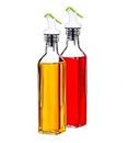 HOMIES, Set of 2 Oil and Vinegar Cruet, Seasoning Set for Home, Kitchen and Dining. Material: Glass. Transparent. Size: 30 cm, Capacity: 500 ml Each Bottle