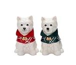 57052 Fine Porcelain Christmas Holidays Westie West Highland Terrier Wearing Sweaters Salt & Pepper Shakers Set, 3-3/8" H