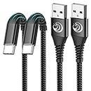 USB C Cable Aioneus [2-Pack 6ft Black] Fast Type C Charging Cord Nylon Braided Charger Cable Compatible with Samsung Galaxy S23 S22 S21 S20 Fe/S10/S9/S8+/A20/A50/A70, LG Velvet/G8/Stylo 6, Moto G8,etc