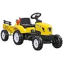 Aosom Kids Ride on Farm Tractor, Manual Pedal Ride on Car with Back Storage Trailer, Shovel & Rake, Horn for Age 3 Years Old, Yellow