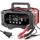 YONHAN 20 Amp Car Battery Charger, 12V/24V LiFePO4 Lead Acid Portable Battery Charger Automotive Trickle Charger Battery Maintainer w/Pulse Repair Function for Car Truck Motorcycle Lawn Mower