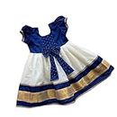 Sashay Boutique Baby Girls Midi/Knee Length Frock Dress/Baby Girls Pattu Dress (12-18 Months, Blue)
