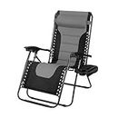 SG Traders Zero Gravity Chair - Reclining Outdoor Sun Lounger, Relaxer Chair for Patio Decking Gardens Camping, Folding Chair with Cup Holder and Adjustable Headrest Sunlounger (Pack 1 - Black Grey)