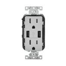Leviton 15-Amp USB Charger/Tamper Resistant Duplex Receptacle Wall Mounted Outlet in Gray | 4.25 H x 2 W x 2.25 D in | Wayfair 004-T5632-0GY