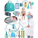 Lehoo Castle Kids Doctor Kit Toy, 36Pcs Pretend Play Doctor Set for Toddlers, Realistic Wooden Medical Kit Role Play Set, Gifts for Boys Girls 3+ Years