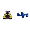 Amazon Basics 32 Pounds Neoprene Workout Dumbbell Weights with Weight Rack - 3 Pairs of Dumbbells & Neoprene Hexagon Workout Dumbbell Hand Weight, 10-Pound, Navy Blue - Set of 2
