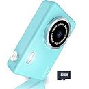 PUMIUI Digital Camera,48MP Kids Camera FHD 1080P,Vlogging Camera,Rechargeable Mini Camera with 32GB Card,Compact Portable Mini Rechargeable Camera Gifts for Students Teens Girls Boys Light-Blue
