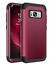 BENTOBEN Samsung Galaxy S8 Case, Heavy Duty Full Body Rugged Shockproof Hybrid Three Layer Hard Plastic Soft Rubber Bumper Protective Phone Cases Cover for Samsung Galaxy S8 5.8", Wine Red/Burgundy