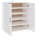 vidaXL Modern Shoe Cabinet Storage - High Gloss White Finish| Quality Engineered Wood |5-Shelf Shoe Rack | Ideal for Bedroom & Hallway | Ample Storage | Versatile Ground or Wall Installation
