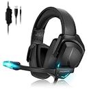 Gaming Headset with Microphone, Stereo Headset for PS4 PS5 PC Xbox One Nintendo Switch, Gaming Over Ear Headphones for Laptop/Tablet (Black)