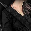 CGEAMDY 2 Pieces Universal Car Seat Belt Cover, Comfort Soft Seatbelt Pad, Compatible with All Cars, Safety Seatbelt Shoulder Strap Pad for Adults Kids, Car Accessories for Men Women (Black)