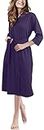 NY Threads Lightweight Women Dressing Gown, Soft Cotton Blend Kimono Robe Perfect for Loungewear and Sleepwear (Large, Royal Purple)