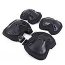 Sports Tactical Combat Knee & Elbow Protective Pads Cycling/Bike/Skate Knee and Elbow pad Set (Black)