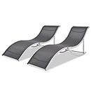 ShCuShan Heavy Duty Folding Portable Design Relaxing Chair Sun Lounger Garden Outdoor Furniture Set,Folding Sun Loungers 2 PCS Aluminium And Textilene