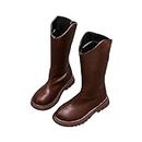 UnoSheng Boots Girls Botines de invierno para niña, de pierna media, lisos, con cremallera, clásicos, todo para 3 a 12, botas de nieve 26, marrón, 30 EU