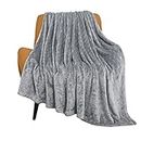 TOONOW Fleece Blanket Super Soft Cozy Throw Blanket 50" x 60", Lightweight Fuzzy Comfy Textured Flannel Blanket Warm Plush Throw Blankets for Couch, Sofa, Bed, Light Grey