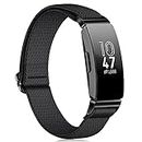 Fintie Elastic Bands Compatible with Fitbit Inspire 2 / Inspire HR/Inspire/Ace 3 / Ace 2, Adjustable Stretchy Nylon Loop Band Breathable Replacement Strap Accessory Wristband, Black
