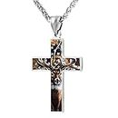 JUHIOPOI American Flag Deer Leaf Cross Pendant Necklace For Mens Women Jewelry Religious Pendant Chain Necklace