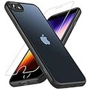 OWKEY Hülle für iPhone SE 2020/iPhone SE 2022 (iPhone SE 2/3), iPhone 8/iPhone 7 Hülle mit [1 * 9H Schutzglas] Schutzhülle, Silikon Matte Dünne Case Handyhülle für iPhone 8/7/6S/6 (Schwarz)