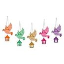 Artvibes Multicolored Flying Birds Wooden Wall Hanging for Home Decoration | Garden Balcony | Office | Cafe | Decorative Door Hanging | Festive Decor Art Items (WH_9127N), Pack of 5
