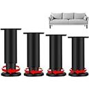 HASTHIP® 4 Pieces Adjustable Furniture Feet with Screw Kit, 180-300mm Black Furniture Leg with Base, Load up to 800 kg, Metal Table Legs, Sofa Bed Cabinet Feet for Sofas, Cabinets, Tables