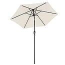 SONGMICS 2.1 m Garden Parasol Umbrella, UPF 50+, Sun Shade, 30° Tilt in 2 Directions, Crank Handle for Opening and Closing, for Outdoor Gardens Pool Balcony Patio, Base Not Included, Beige GPU202M01