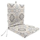 44" x 21" Rave Grey Quatrefoil Rectangular Outdoor Chair Cushion with Ties