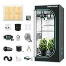 MARS HYDRO 3x3 Grow Tent Kit Complete TS1000 Dimmable Full Specturm 2.3x2.3x5.2FT Grow Tent Complete System 80x80x160cm Growing Tent 1680D Indoor Grow Kit with 4" Inline Fan Filter Kit, Clip Fan