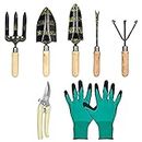 Kraft Seeds Printed Tool Kit for Garden - 7 Pcs (Cultivator, Fork, Trowels, Weeder, Hand Gloves, Pruner Cutter) | Agriculture Tools for Home Gardens | Gardening Accessories for Planting |Garden Tools