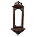 Karigar Creations Jharokha Mirror Reflection Candle Holder Home Decor Items Wall Mirror for Living Room Decorative Items Entry Door Decoration 17x7 Inch Brown