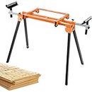VEVOR Miter Saw Stand, 79in Collapsible Rolling Miter Saw Stand with One-Piece Mounting Brackets Clamps Rollers, Heavy Duty Folding Miter Saw Stand with Sliding Rail, 330lbs Load Capacity