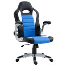 Silla de juego HOMCOM cuero PU silla de oficina silla giratoria con función de inclinación, azul