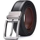 Mens Reversible Leather Belt, Wetoper Leather Belts for men 1.3" Wide with Rotated Buckle, Great for Jeans,Casual & Business Work (blcak & brown, waist size 32-34inch)…