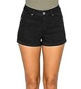 Wax Jean Butt I Love You Repreve High Waisted Sustainable Denim Shorts, Black, Small
