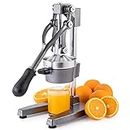 CO-Z Commercial Grade Citrus Juicer Professional Hand Press Manual Fruit Juicer Metal Juice Squeezer Heavy Duty Orange Juicer Citrus Orange Lemon Lime Pomegranate (Cast Iron, Stainless Steel) (Gray)