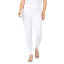 Plus Size Women's Lace-Trim Essential Stretch Legging by Roaman's in White (Size 26/28) Activewear Workout Yoga Pants