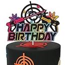 Laser Tag Happy Birthday Cake Topper Glow Shooting Game Cake Topper Laser Tag Party Supplies for Boys Kids