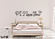 P.S. I Love You - Adesivo Decalcomania Vinile Citazione Love Home Saying Design Arte da parete