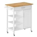 SDHYL Mobile Kitchen Island with Storage Cabinet, Rolling Kitchen Cart with Towel Rack, Kitchen Storage Cabinet with Drawer for Kitchen, Dining Room, Living Room, White