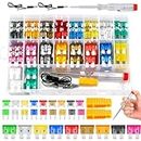 QIOON Fuse Assortment Kit, 306 Pcs Car Boat Truck SUV Auto Automotive Assorted Replacement Blade Fuses Standard & Mini - (2A/5A/10A/15A/20A/25A/30A/35A) with Fuse Puller and Circuit Tester