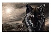 ISEE 360® Wallpaper Animal Posters Canvas For Kids Room Long Walls Living Room Bedroom Kitchen Furniture Kids Boys Girls Evil Wolf Sticker L X H 18 X 12 Inches