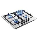 Maxkon Gas Cooktop 4 Burners Cooker 60cm Stove Cook Tops Hobs Stovetop NG LPG Stainless Steel Surface Knobs