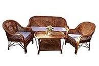 Dhakad Furniture Bamboo Chair Natural Finish Cane Sofa Set with Table Use in Home | Office | Living Room | Balcony | Garden | Indoor & Outdoor | Brown