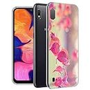 Fashionury Pink Leaves Printed Back Cover Case Compatible for Samsung Galaxy A10 / Samsung Galaxy A10 Cases & Covers (for Girls & Boys)